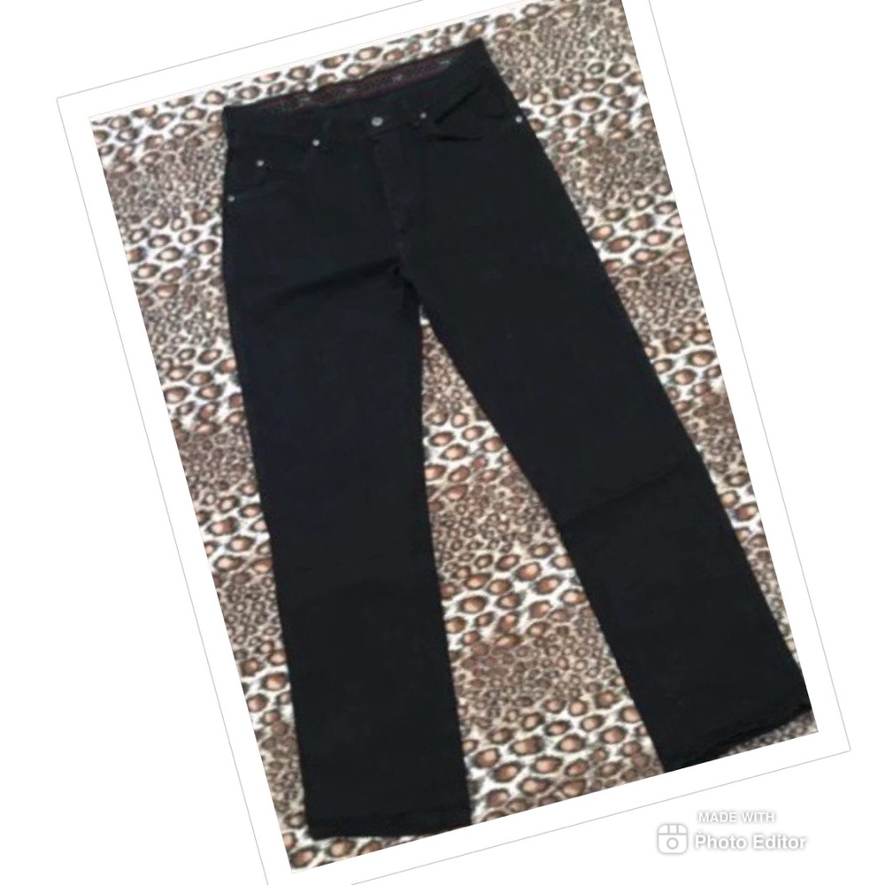 MENS JEANS WRANGLER BLACK SIZE 34x 32 STRAIGHT LEG
